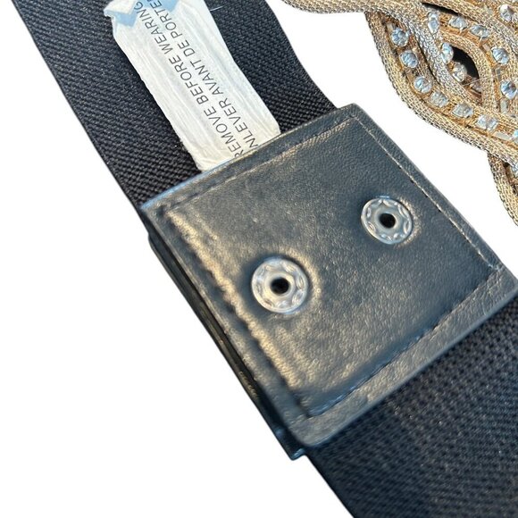 Vtg Le Château Gold Rhinestone Snake Chain Belt Elastic | Taylor Swift Glam 1 Sz - Picture 7 of 11